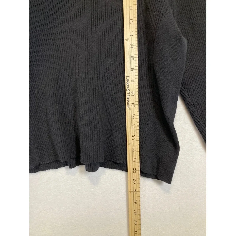 Classic Minimalist Coldwater Creek Women XL Black‎ Ribbed Turtleneck Sweater